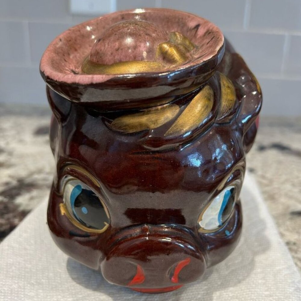 Vintage Japanese Pig with Sombrero Piggy Bank